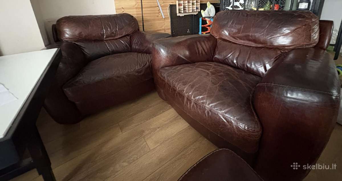 Naudoti odiniai baldai: sofa+ 2foteliai - nuotraukos Nr. 4