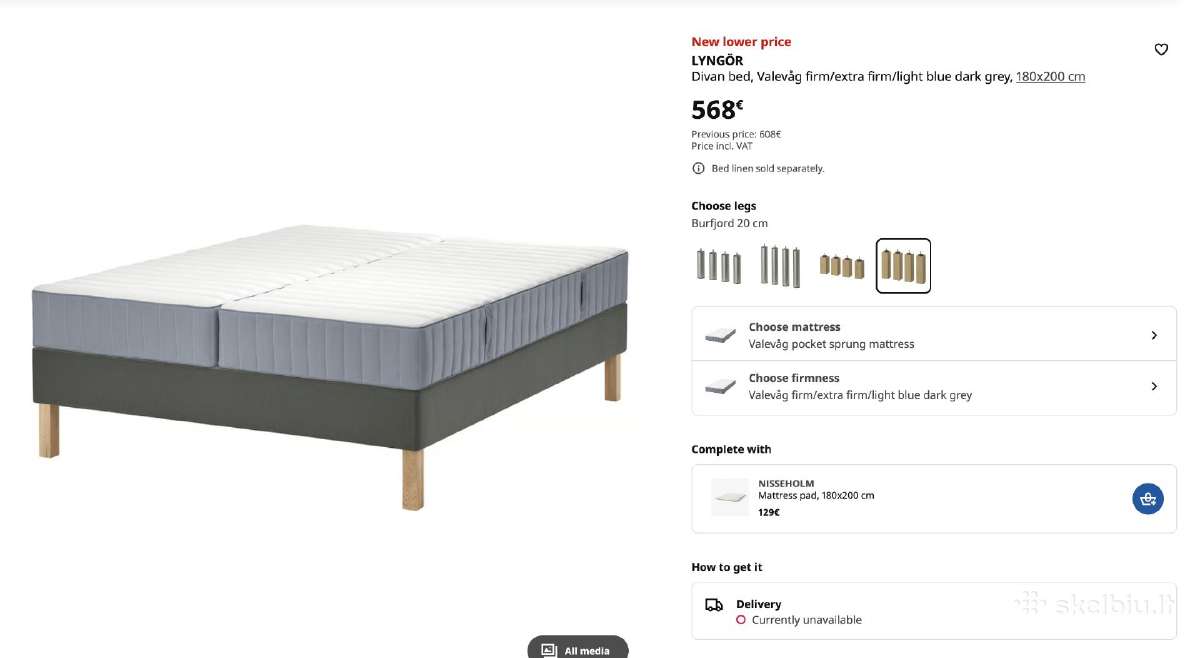 Ikea Lyngör lovos komplektas 180x200 - nuotraukos Nr. 2