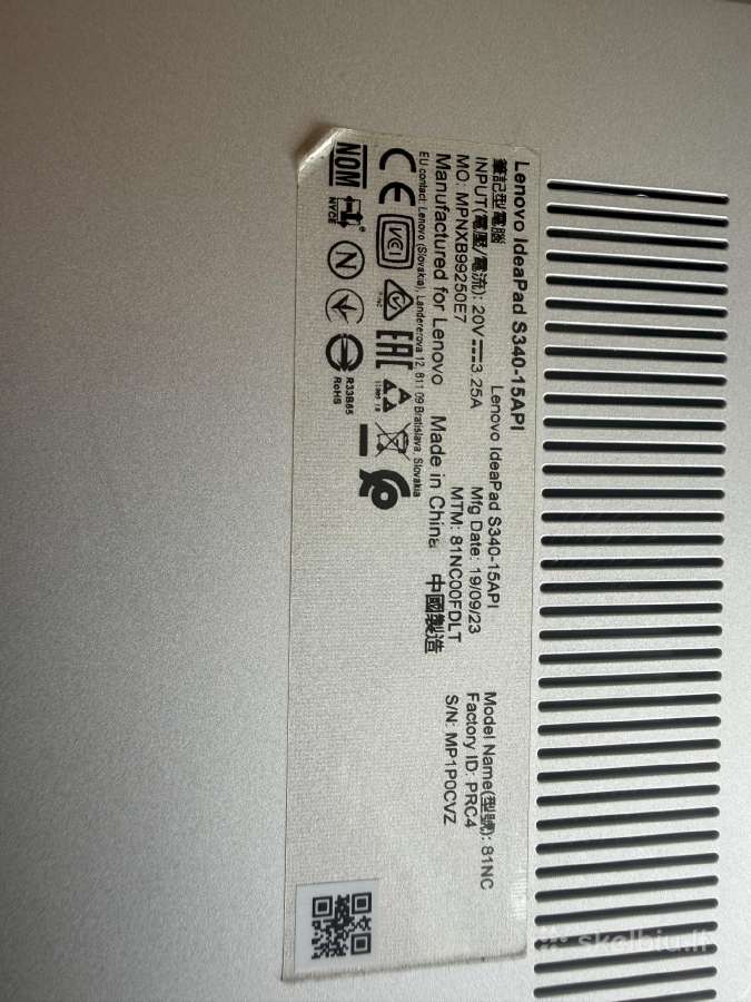 Lenovo Ideapad S340-15api 15,6 Ryzen 3, 12gb RAM - nuotraukos Nr. 6