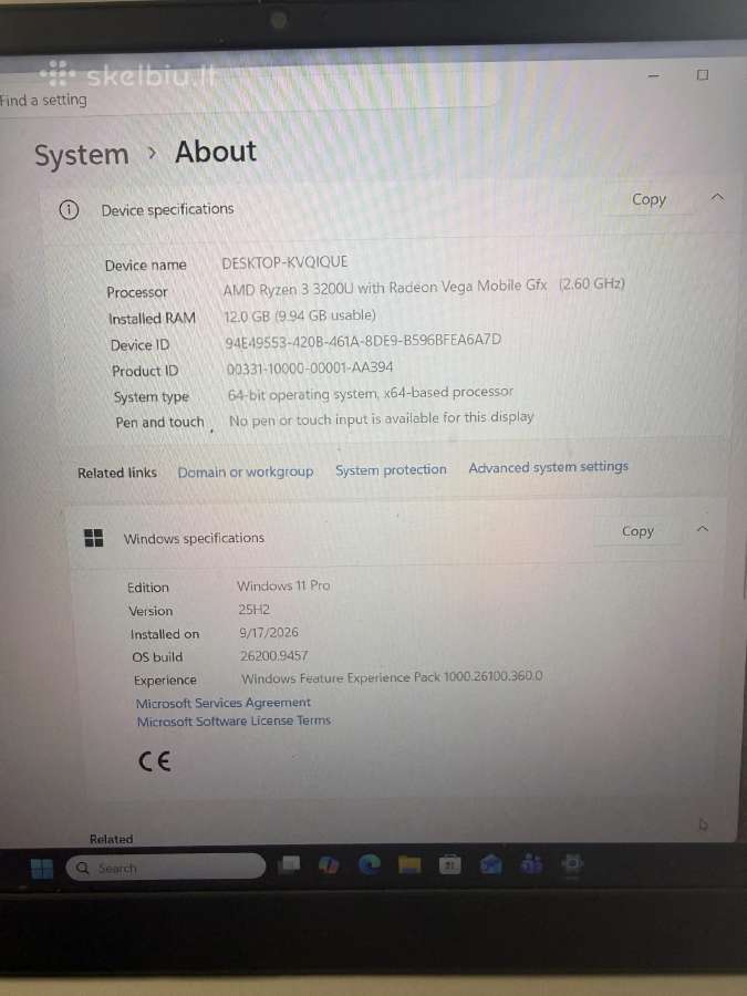 Lenovo Ideapad S340-15api 15,6 Ryzen 3, 12gb RAM - nuotraukos Nr. 7