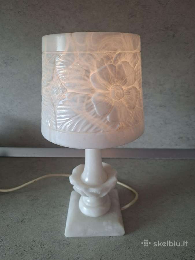 Vintažinė alabastro stalinė lempa 37 cm - nuotraukos Nr. 2