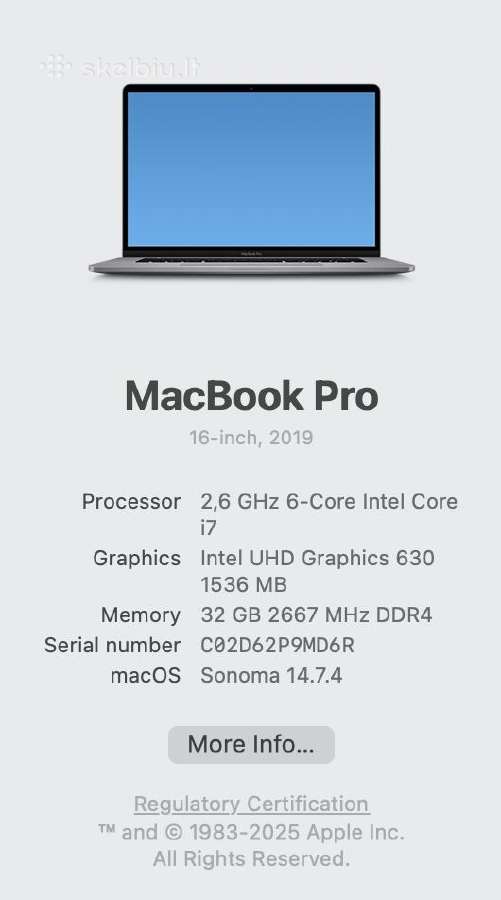 MacBook Pro 16 2019 - nuotraukos Nr. 4