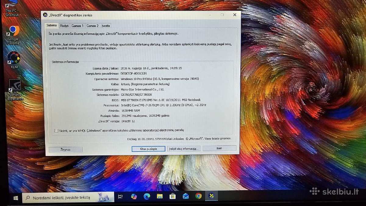 Msi Gt780 Dx i7/16gb/480ssd+640hdd/17.3 nvidia - nuotraukos Nr. 5
