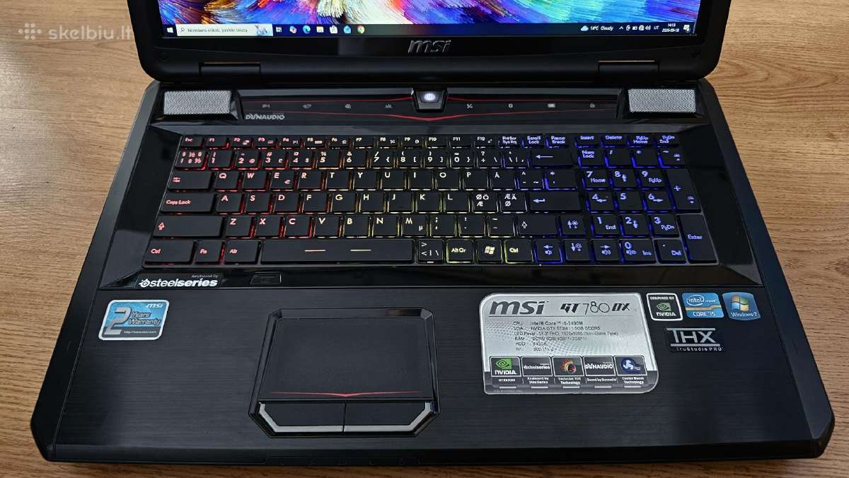 Msi Gt780 Dx i7/16gb/480ssd+640hdd/17.3 nvidia - nuotraukos Nr. 15