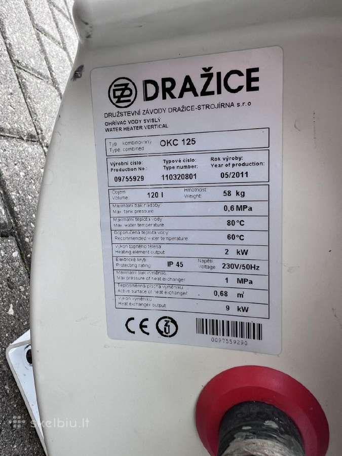 Naudotas Drazice 120 L kombinuotas boileris - nuotraukos Nr. 2