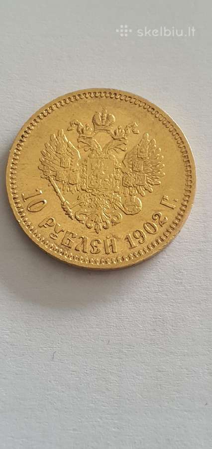 10 rubliu auksine carine moneta 1902 Ap - nuotraukos Nr. 5