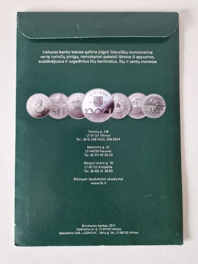 Lietuvos banko kolekcinių monetų vokas - nuotraukos Nr. 2