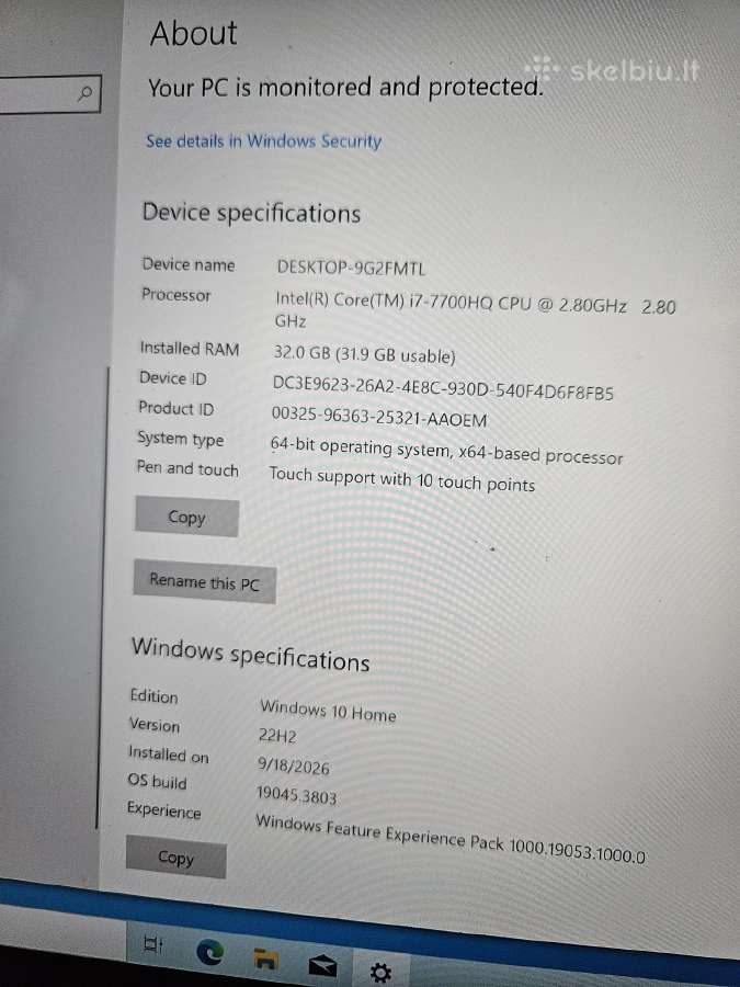 Dell Xps 15 (9560) i7-7700hq / 32 GB RAM / Touch - nuotraukos Nr. 4