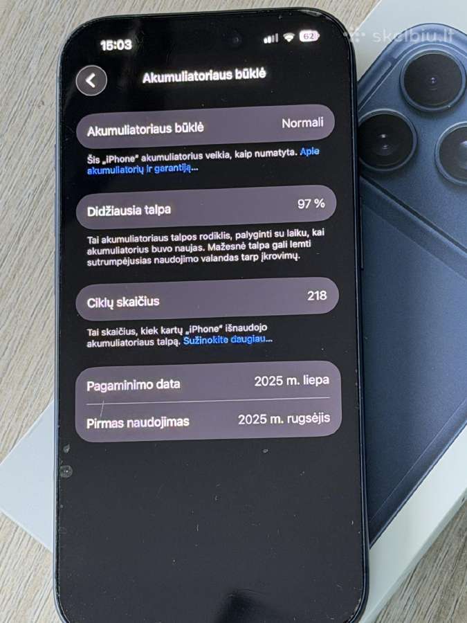 iPhone 17pro 256gb, Deep Blue - nuotraukos Nr. 3