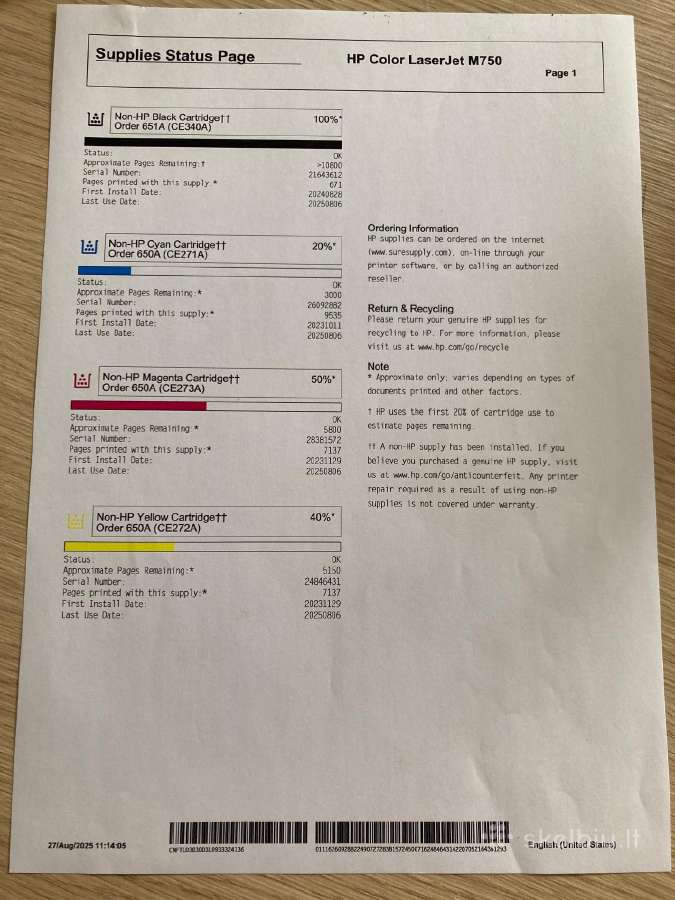 Spalvotas A3 Hp Color Laserjet Enterprise M750dn - nuotraukos Nr. 4
