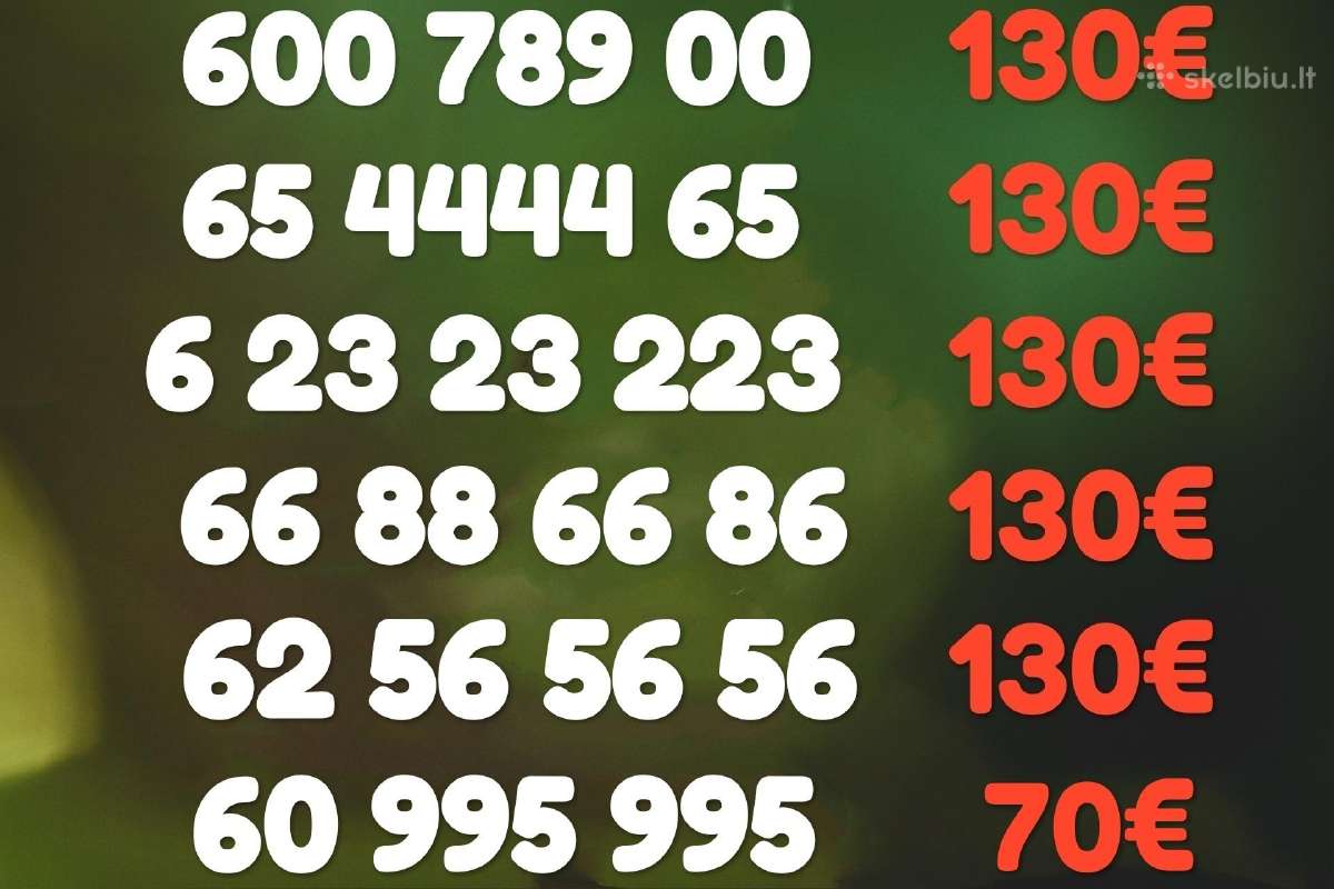 Gražus VIP numeris 6789 4444 707707 388883 4321234 - nuotraukos Nr. 2