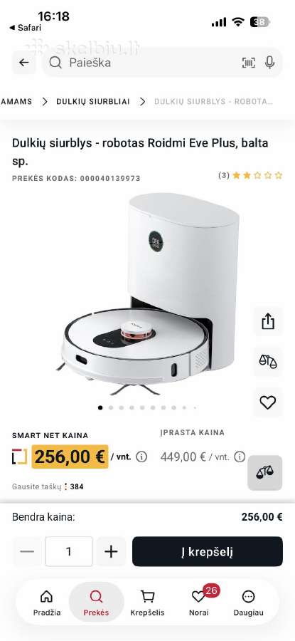 Robotas dulkių siurblys Roidmi Eve Plus - nuotraukos Nr. 9