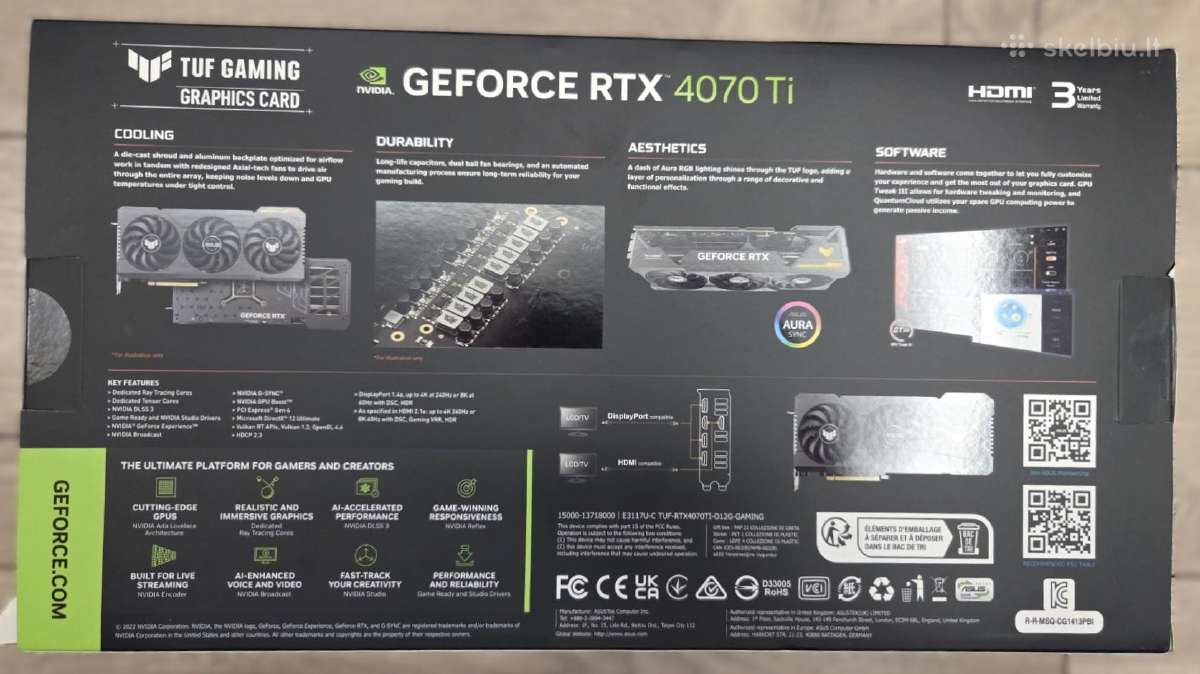 Asus Tuf Gaming Geforce Rtx 4070 Ti 12gb + Ptm7950 - nuotraukos Nr. 2