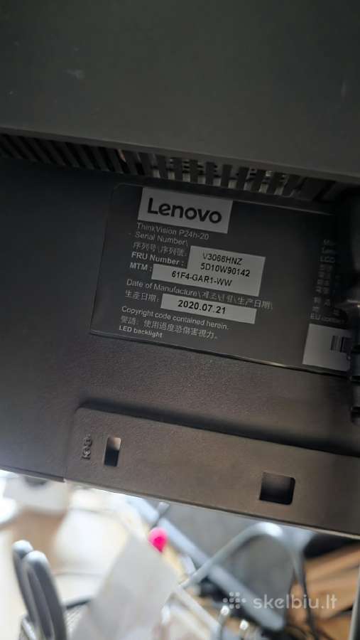 Lenovo Thinvision P24h-20 usb-c krovimas, ethernet - nuotraukos Nr. 4