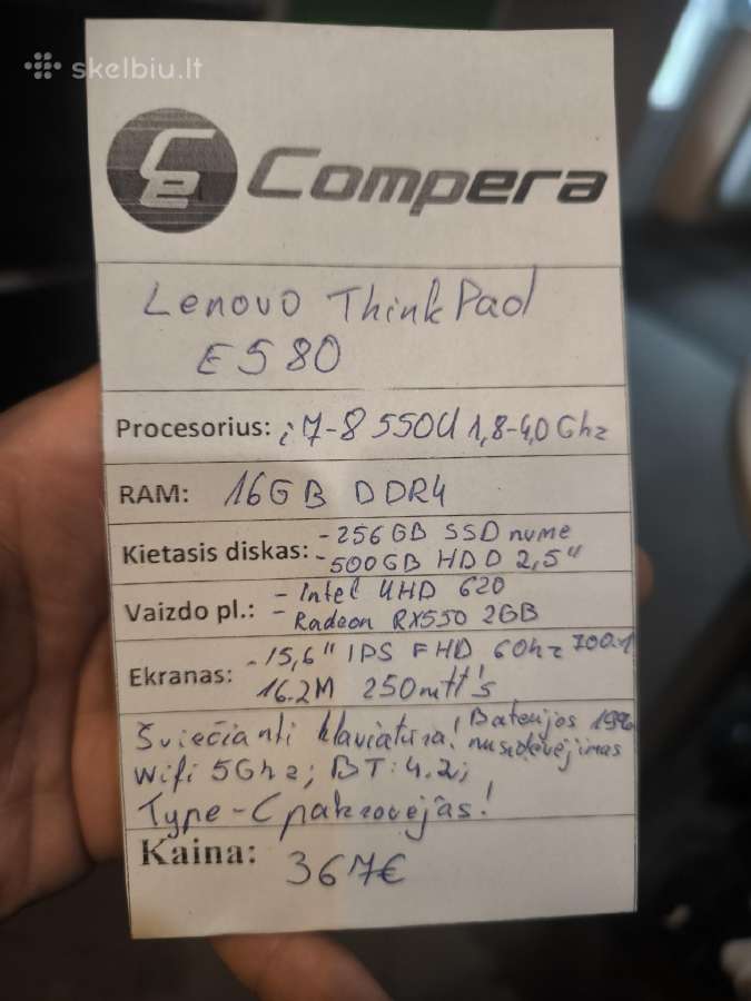 Thinkpad i7 8th/16gb/rx 550/w11 - nuotraukos Nr. 13