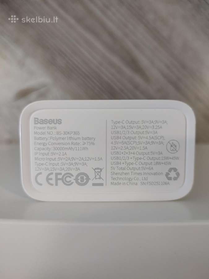 Baseus 65w 30000mah Powerbankas - nuotraukos Nr. 2