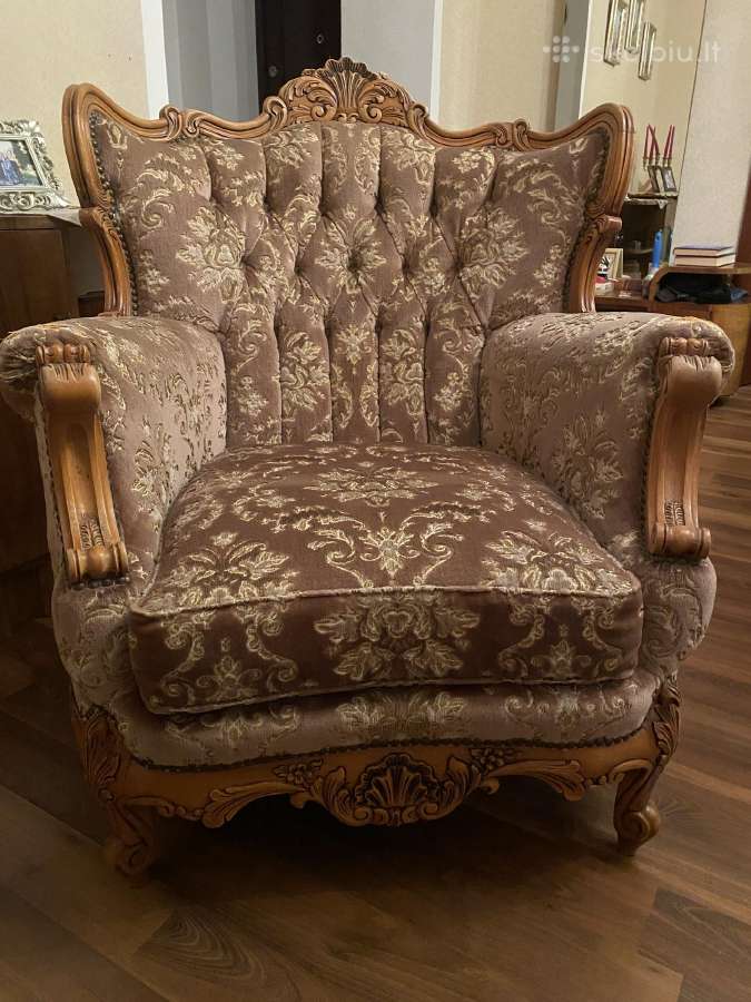 Klasikinis minkštų baldų komplektas – sofa ir 2fot - nuotraukos Nr. 3