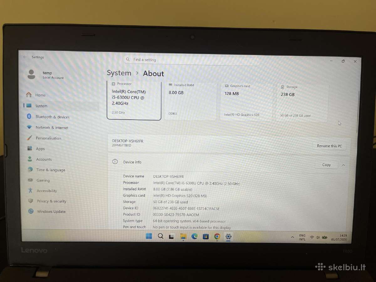 Lenovo Thinkpad T460 - nuotraukos Nr. 3
