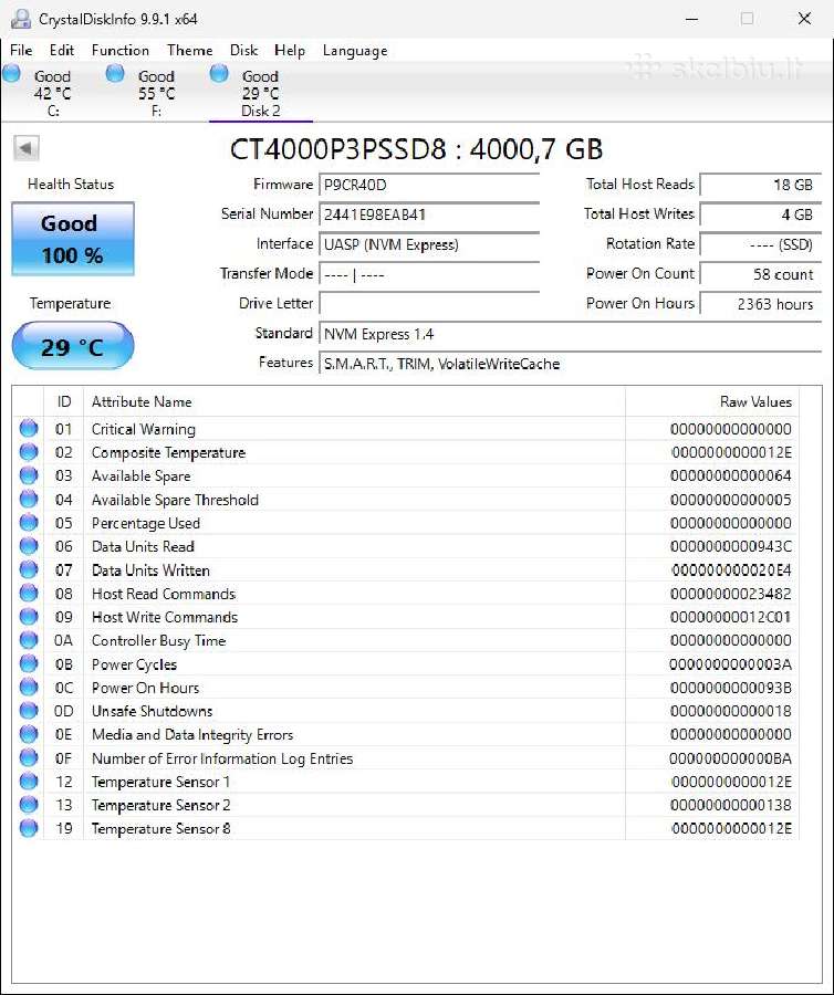 Crucial P3 Plus 4tb ct4000p3pssd8 - nuotraukos Nr. 2