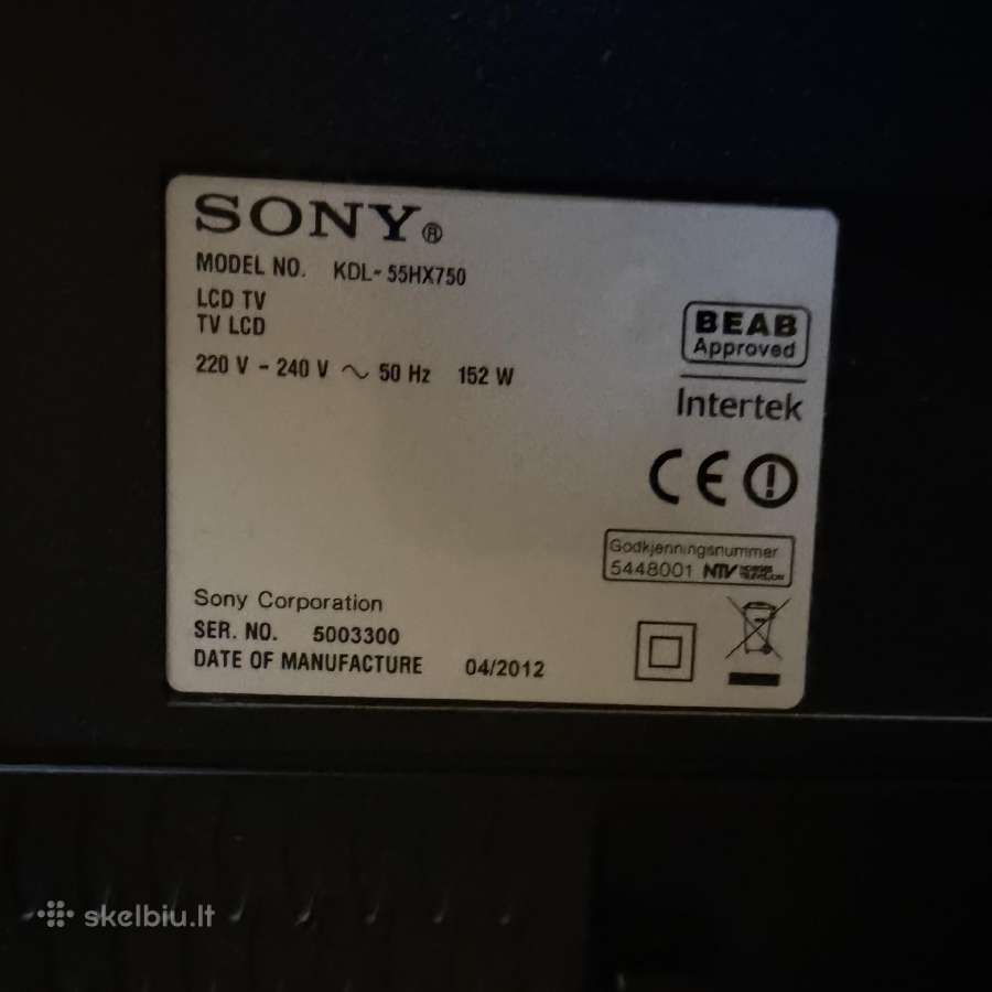 Sony Bravia TV (kdl-55hx750) - nuotraukos Nr. 6