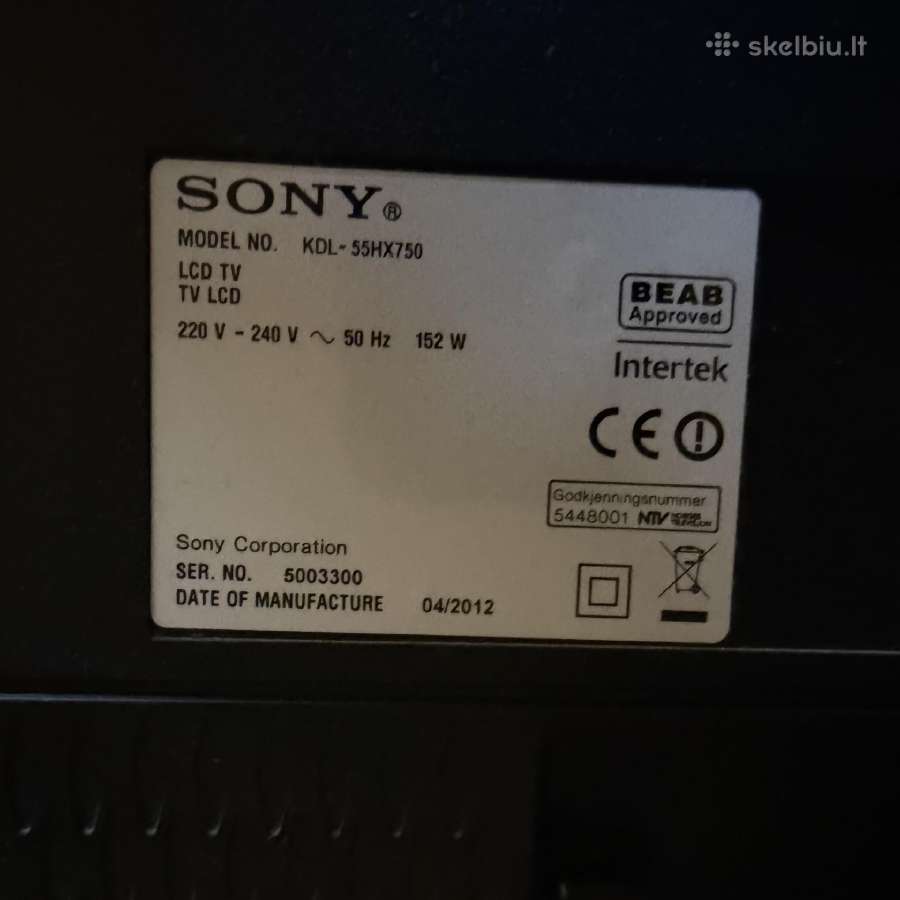 Sony Bravia TV (kdl-55hx750) - nuotraukos Nr. 5