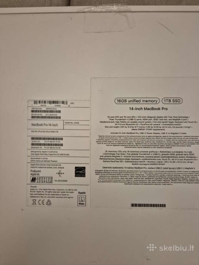 Apple MacBook Pro 14" M1 Pro / 1tb - nuotraukos Nr. 2