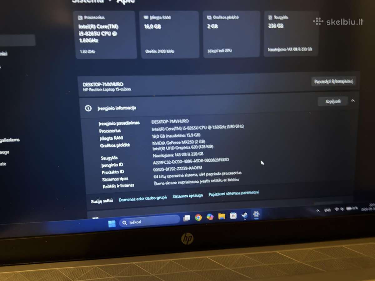 Hp Pavilion 15-cs2076nw nešiojamas kompiuteris - nuotraukos Nr. 6