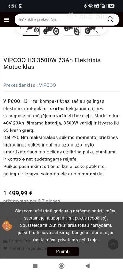 Vipcoo h3 elektrinis motociklas - nuotraukos Nr. 2