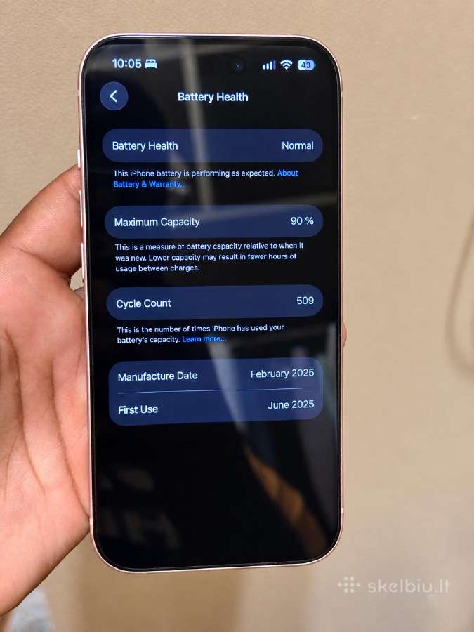 iPhone 15 Pink128gb with Applecare+ till July 2027 - nuotraukos Nr. 2