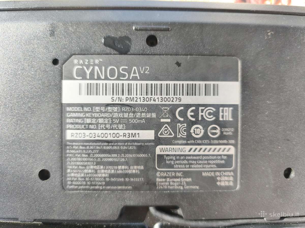 Parduodama Razer Cynosav2 klaviatūra - nuotraukos Nr. 3