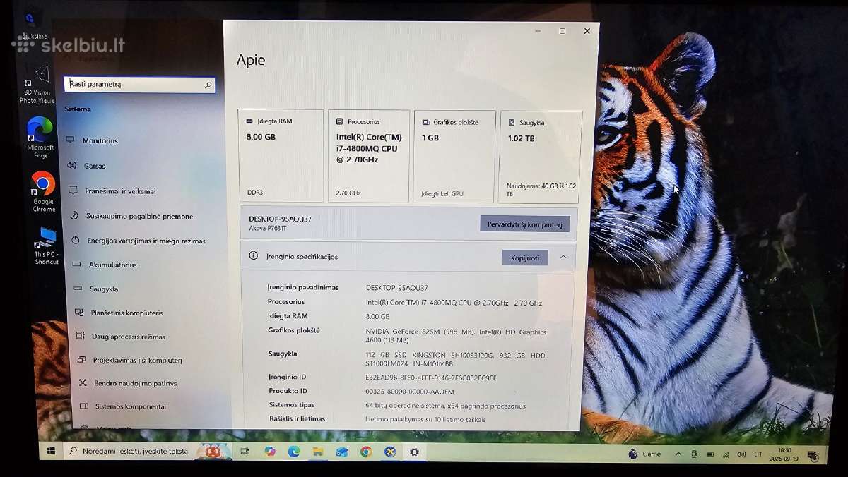 Medion Akoya i7/8gb/120ssd+1000gb/17.3 nvidia - nuotraukos Nr. 3