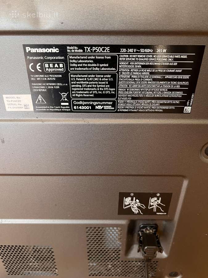 Panasonic Tx-p50c2e – 50 colių plazminis TV - nuotraukos Nr. 3