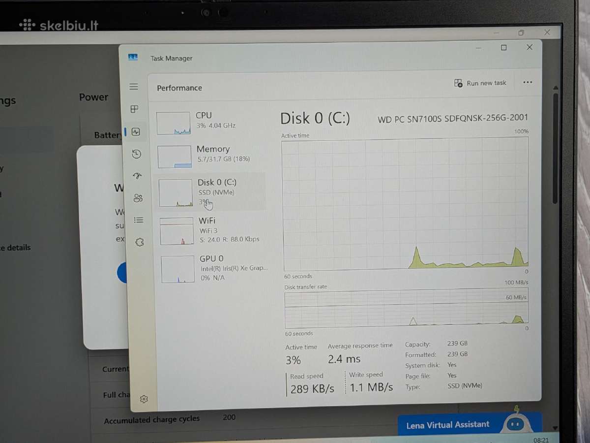 Lenovo Thinkpad T14 Gen3 I5-1235u 32gb 256ssd - nuotraukos Nr. 9