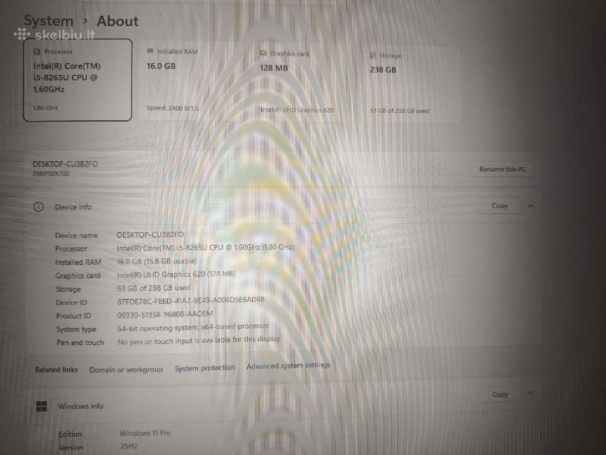 T490s i5-8265u 16gb 256gb 13% Usa Kb+ Ru Lipdukai - nuotraukos Nr. 5