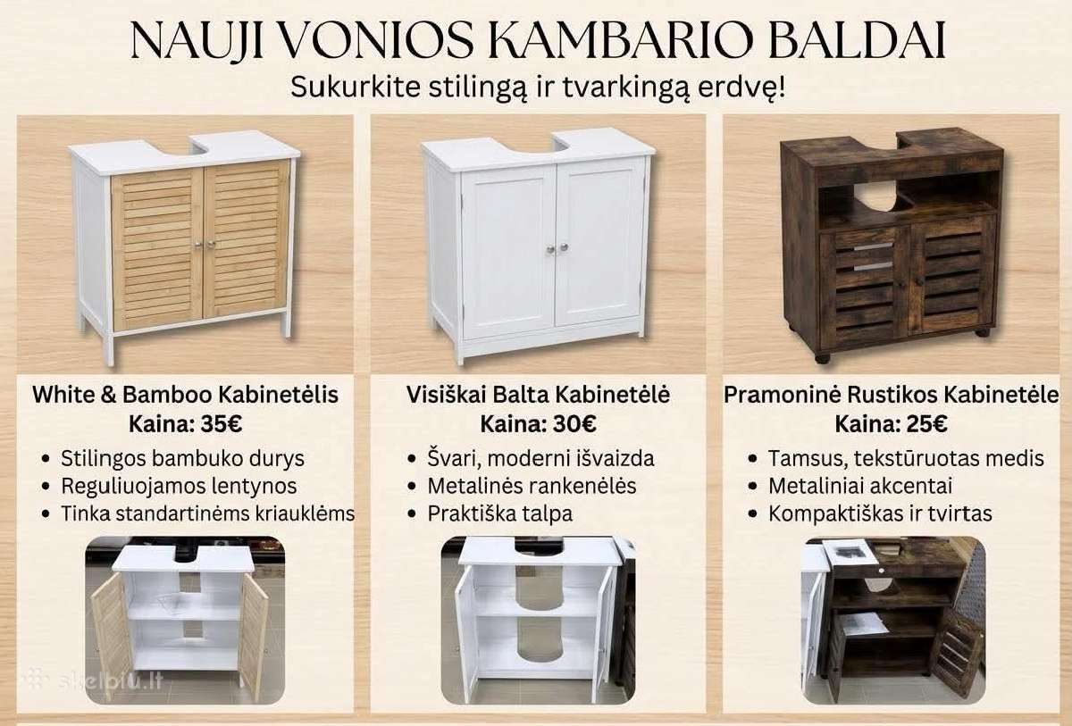Naujos Vonios Kambario Spintelės Po Kriaukle - nuotraukos Nr. 3