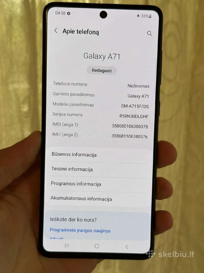 Samsung Galaxy A71 128gb - nuotraukos Nr. 4