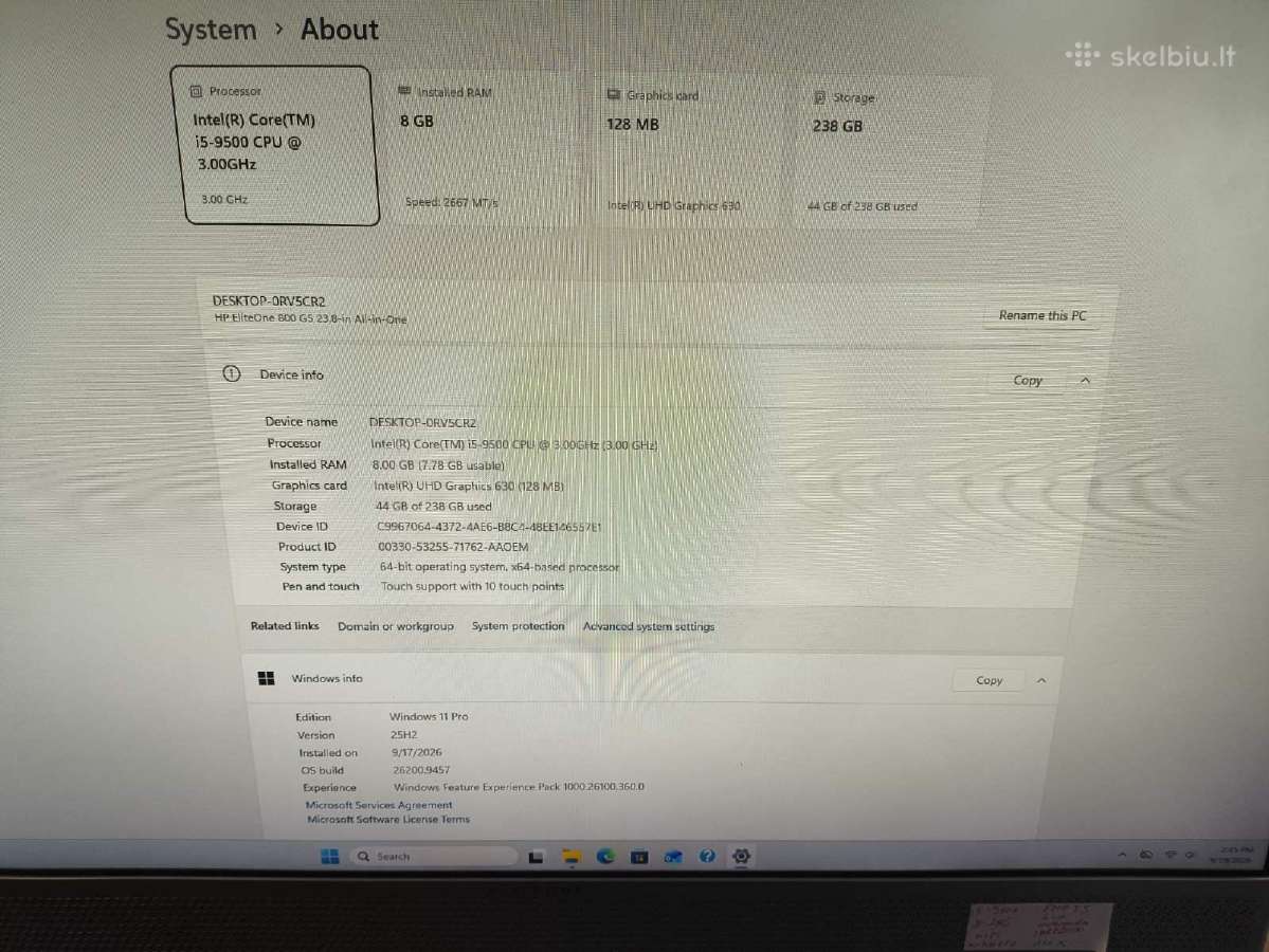 Hp Eliteone 800 G5 23.8" Aio Pc su Touch i5-9500 - nuotraukos Nr. 2