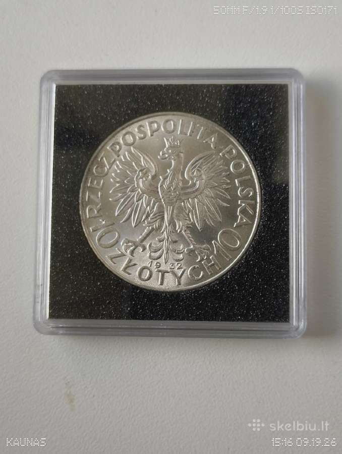 Moneta 10 Zlotų Original 1932 m. Sidabras Unc . Žr - nuotraukos Nr. 4