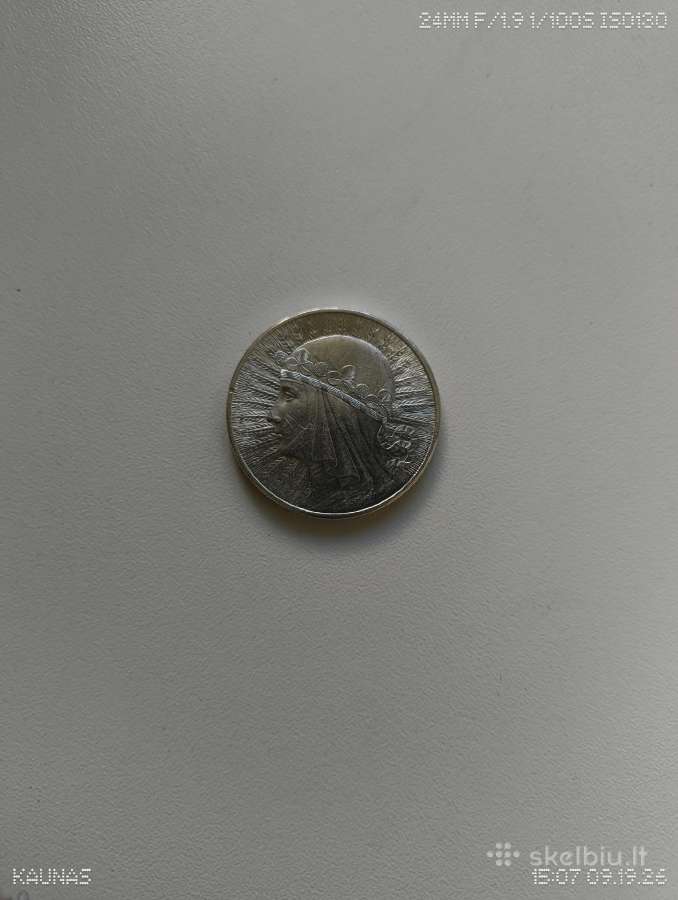 Moneta 10 Zlotų Original 1932 m. Sidabras Unc . Žr - nuotraukos Nr. 5