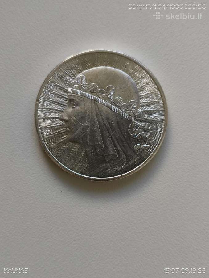 Moneta 10 Zlotų Original 1932 m. Sidabras Unc . Žr - nuotraukos Nr. 7
