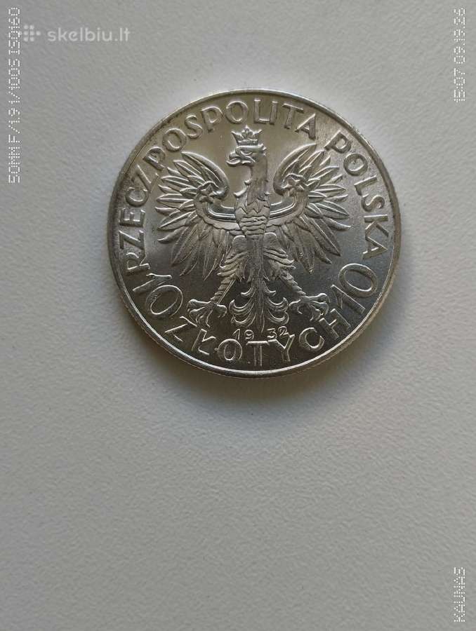 Moneta 10 Zlotų Original 1932 m. Sidabras Unc . Žr - nuotraukos Nr. 8