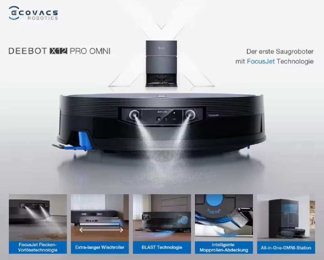 Ecovacs Deebot X12 Pro Omni Silver - nuotraukos Nr. 23