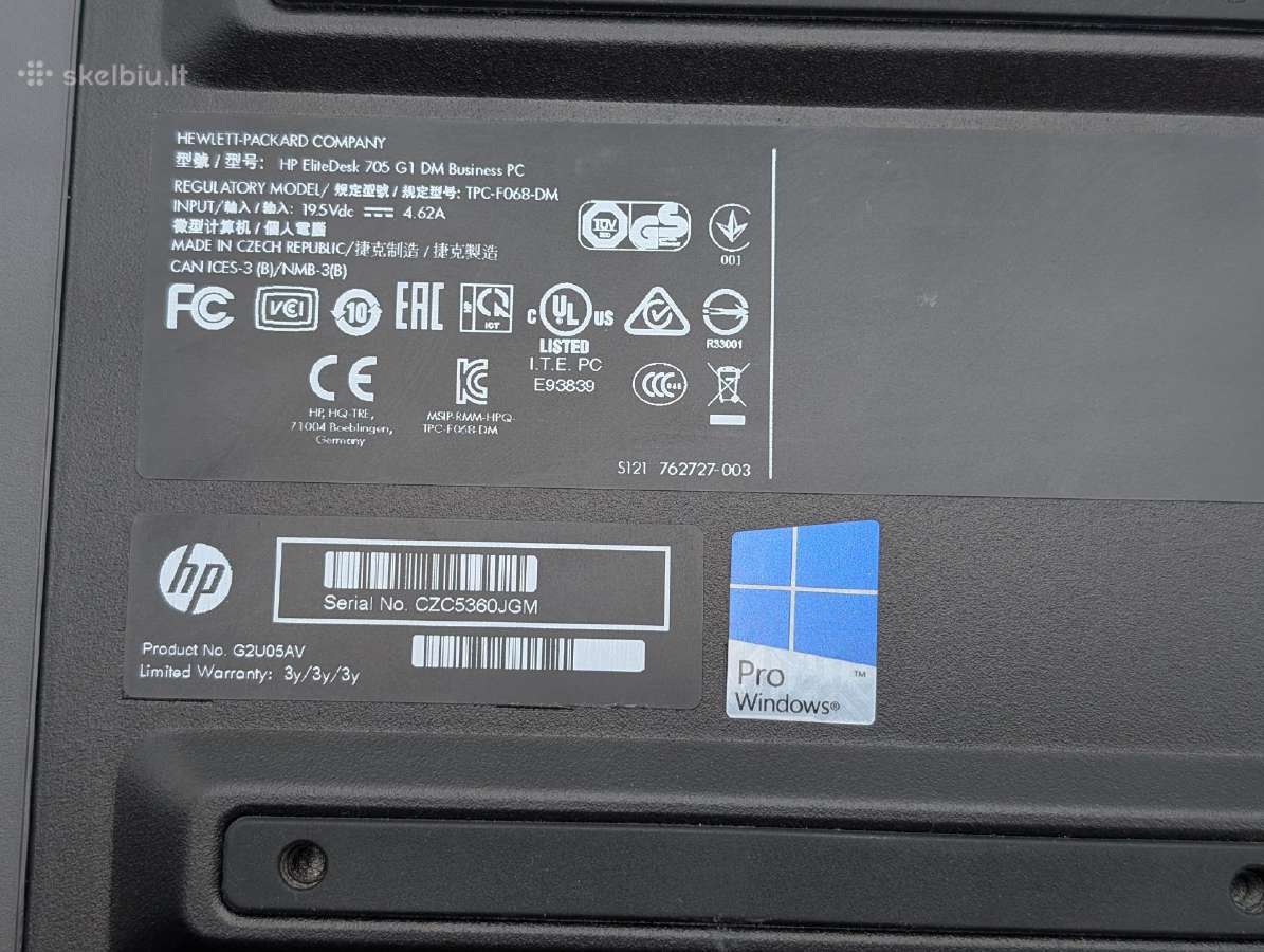 Hp Elitedesk 705 G1 Mini Pc A8 Pro/16gb/128gb - nuotraukos Nr. 6