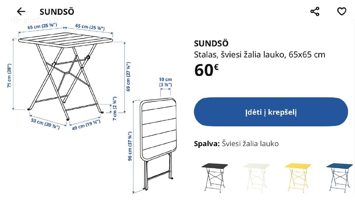 Stalas Ikea, 65x65 cm - nuotraukos Nr. 5