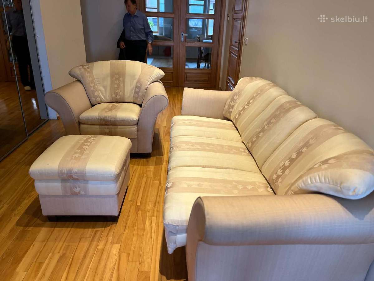 Svetainės sofa lova su pufiku ir foteliu - nuotraukos Nr. 3