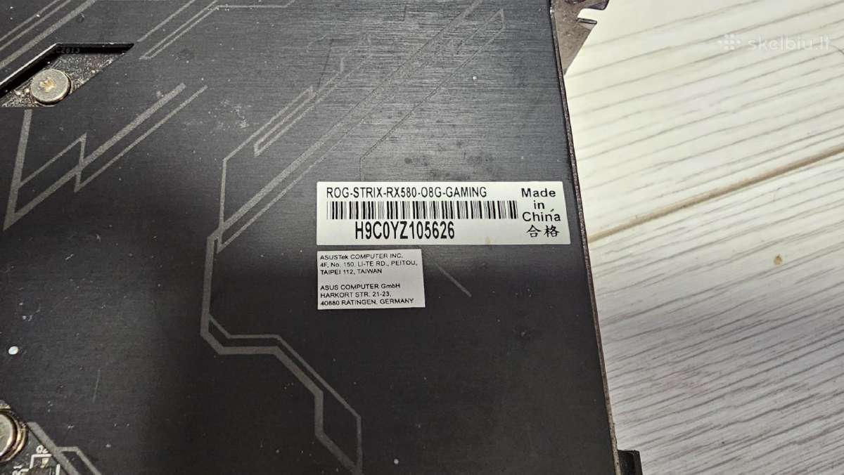 Asus Rx580 8gb - nuotraukos Nr. 4