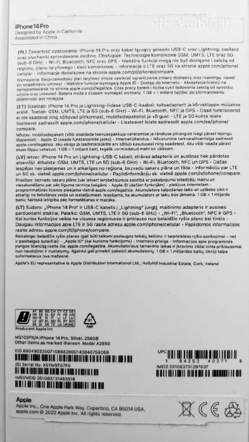 Apple iPhone 14pro 256gb - nuotraukos Nr. 11