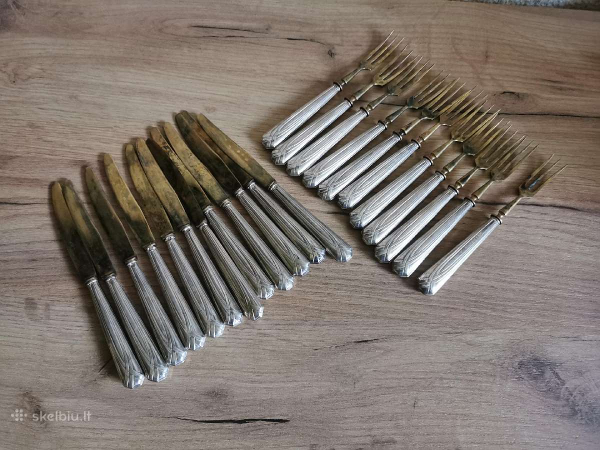Stalo įrankiai sidabrinėmis rankenomis - nuotraukos Nr. 7