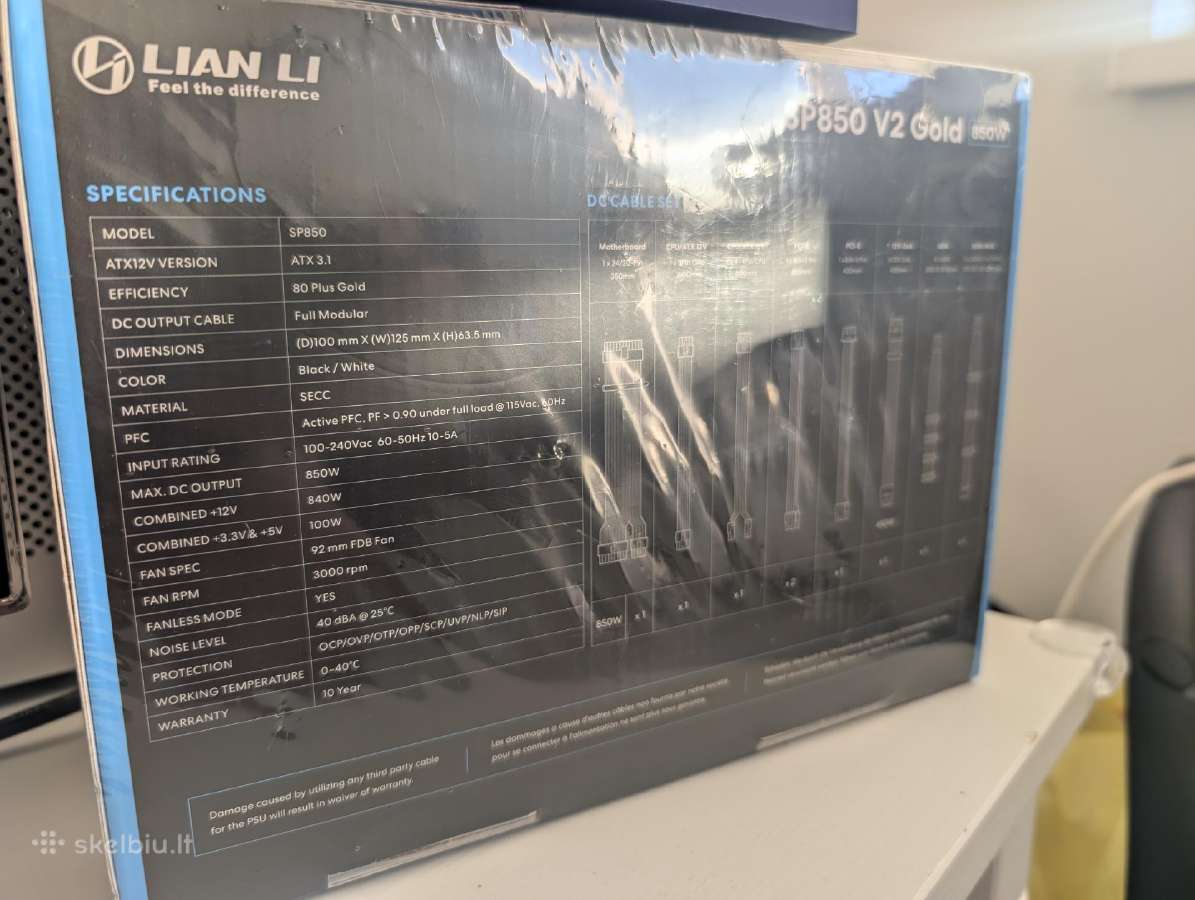Lian Li Sp850 V2 Gold Power Supply, Atx3.1 - nuotraukos Nr. 2