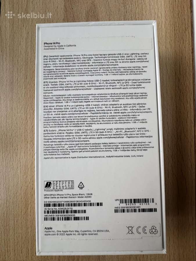 iPhone 14 Pro 128 GB Space Bliak - nuotraukos Nr. 4
